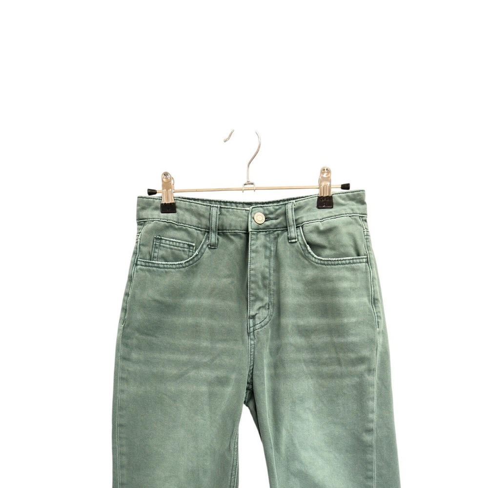 High-Rise Sage Green Distressed Wide Leg Jeans - Picture 3 of 12